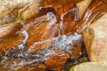 春の甌穴郡がある渓谷の風景 鳥取県 赤波川渓谷