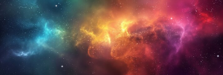 Obraz premium An artistic portrayal of colorful cosmic clouds and star formations in space