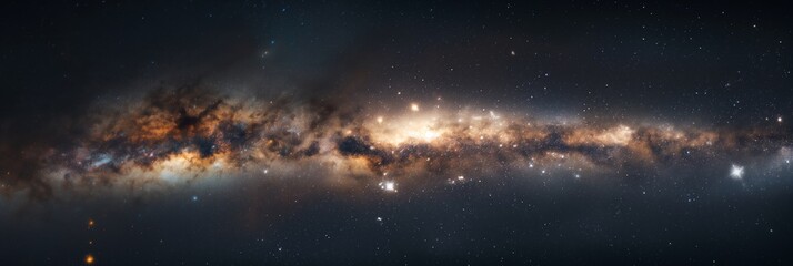 Fototapeta premium A panoramic view showcasing the vast and detailed Milky Way galaxy stretching across the night sky