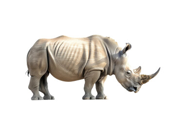 Obraz premium Powerful Rhino Charging Forward Isolated on Transparent Background
