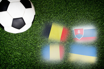 National football flags , European Championship 2024 Stage Group E , Belgium Slovakia Romania...