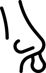 Simple, bold line drawing of a human nose, perfect for abstract design elements