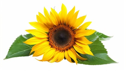 Obraz premium Radiant Sunflower Blossoming Against a White Canvas - AR 7:4