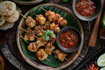 Cireng with sambal on a plate