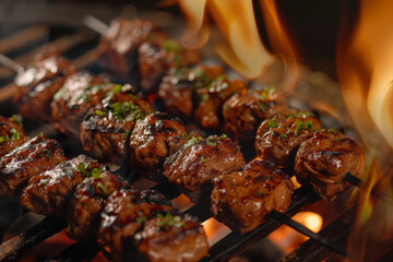 Kebab skewers on a grill