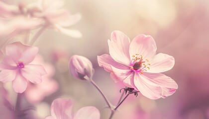 Obraz premium Pastel Pink Perfection: Soft Focus Flower in Flora Background
