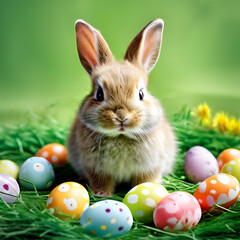 Easter bunny and eggs