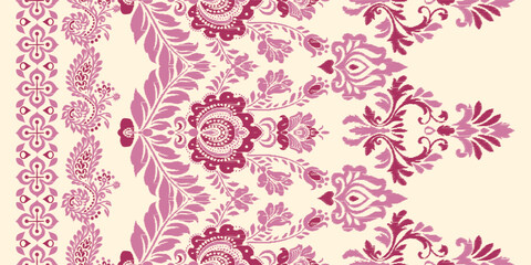 Abstract Traditional Scribble Style Hand Drawn Ikat Seamless Vector Pattern Trendy Fashion Colors Perfect for Allover Fabric Print or Wall Paper Damask Ethnic Concept Bright Orange White Tones

