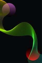 Vertical Vibrant gradient wave line background vector. Abstract trendy modern design wallpaper for covers, Brochures, flyers, card, web, Poster, music poster, Banners. Vector illustration