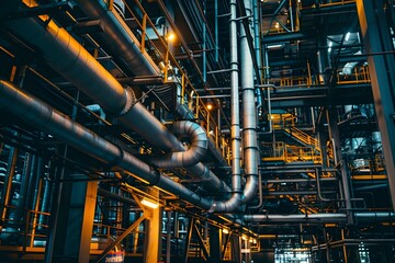 Fototapeta premium Illustration of Ensuring seamless data flow between different systems and platforms within the industrial ecosystem. Ai Generate.