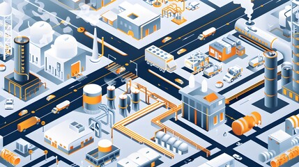 Illustration of Ensuring seamless data flow between different systems and platforms within the industrial ecosystem. Ai Generate.