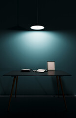part of workplace, dark room, 3d