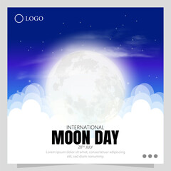 Fototapeta premium Moon Day, observed on July 20th, commemorates the historic Apollo 11 mission in 1969 when humans first set foot on the moon.