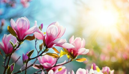 Fototapeta premium Enchanting Magnolia Blooms: A Captivating View of Keukenhof Park in the Netherlands