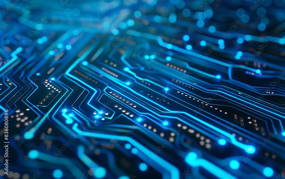Poster electronic circuit tech background showing internet network connectivity