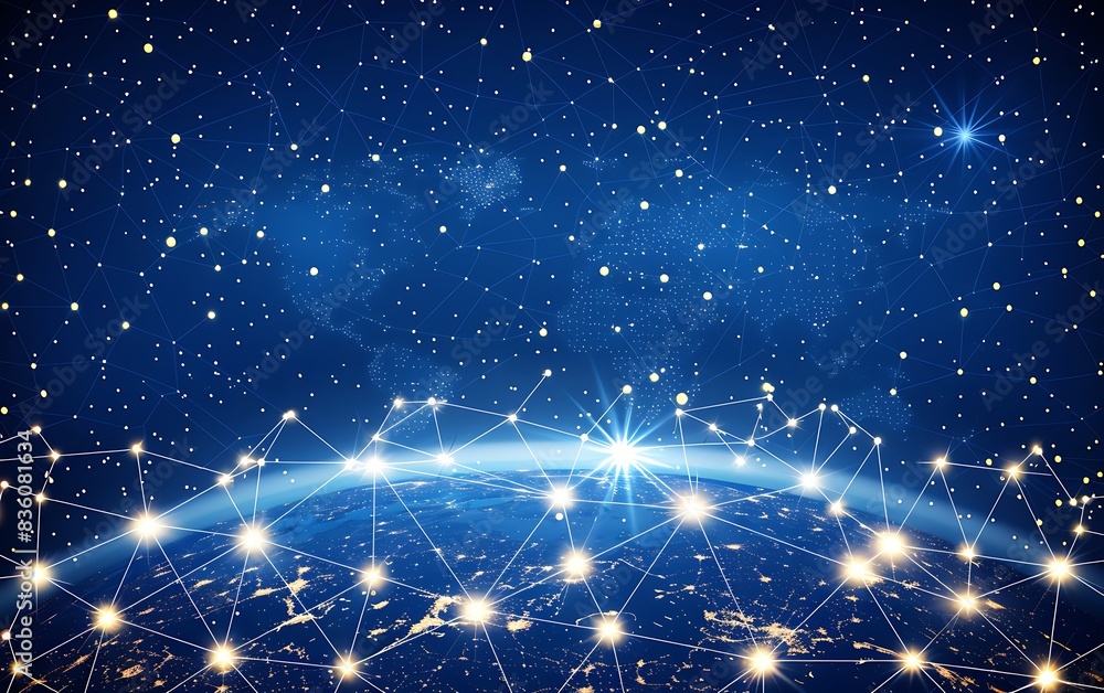 Aufkleber graphical representation of global network connectivity and communication