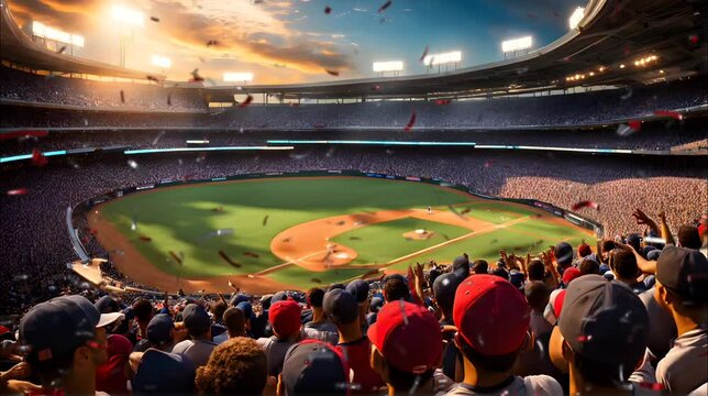People at the baseball stadium. Seamless looping time-lapse 4k video animation background