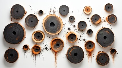 Fototapeta premium burnt holes on white background