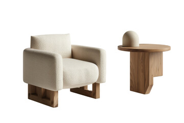 Modern Beige Armchair Isolated on Black Background
