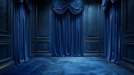 Fototapeta premium Elegant Deep Blue Velvet Backdrop for Luxury Product Presentation and Display