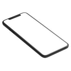 Black Smartphone with White Screen Isolated on White Background