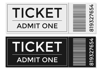 Black and white admit one tickets
