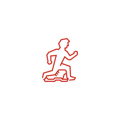 Running shoes athlete silhouette logo design.