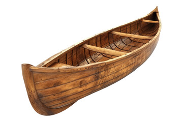 Wooden canoe boat isolated transparent on background