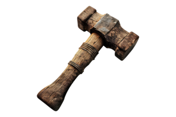 Wooden hammer isolated transparent on background