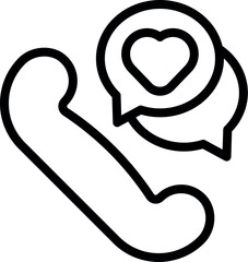 Romantic love call concept icon with heart symbol, phone communication, and affectionate message bubble illustration in minimalist flat design vector art