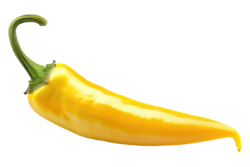 Yellow chili pepper isolated on transparent background