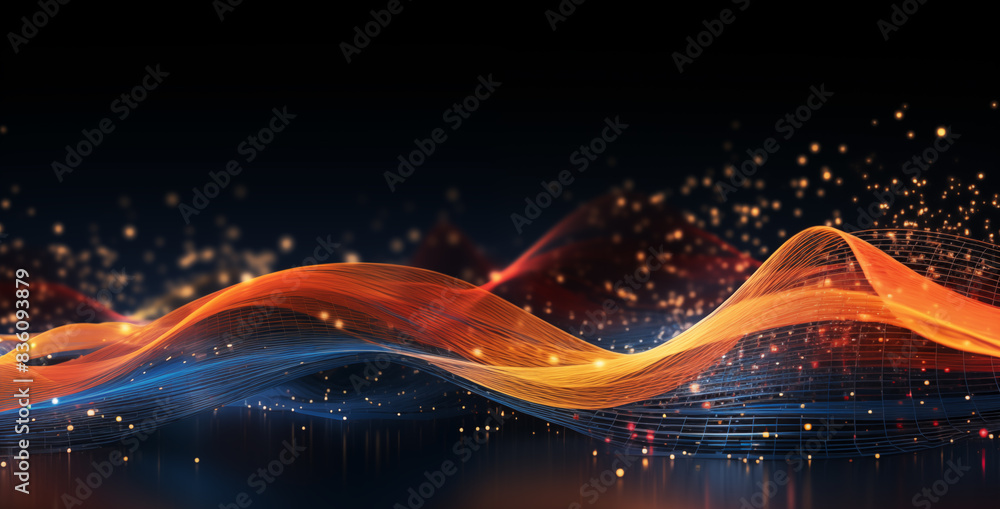 Poster network background with shine light of line and dot conncetion. abstract technology background