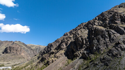 landscape of the surroundings of the village of Kosh Agach mountains with lakes and unusual...