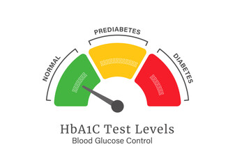 Diabetes Infographic HbA1C Test Levels Range for Blood Glucose Control with Editable Text.