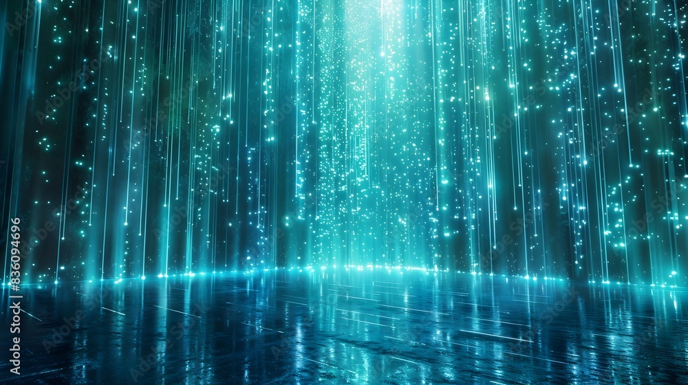 Poster mesmerizing digital rainfall ethereal neon backdrop for tech product visualization