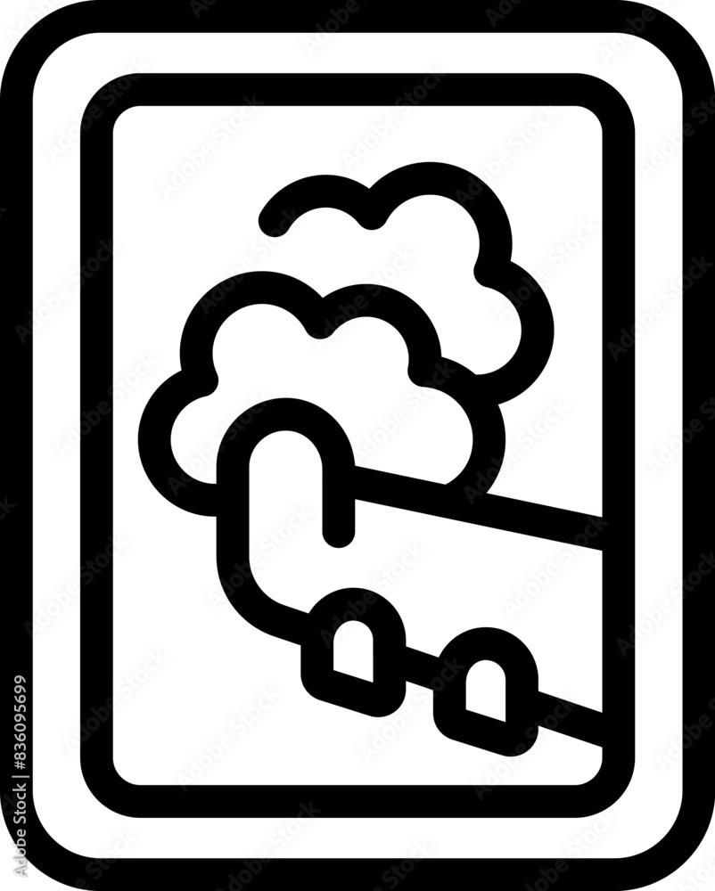 Poster simple black line icon representing cloud computing or data storage