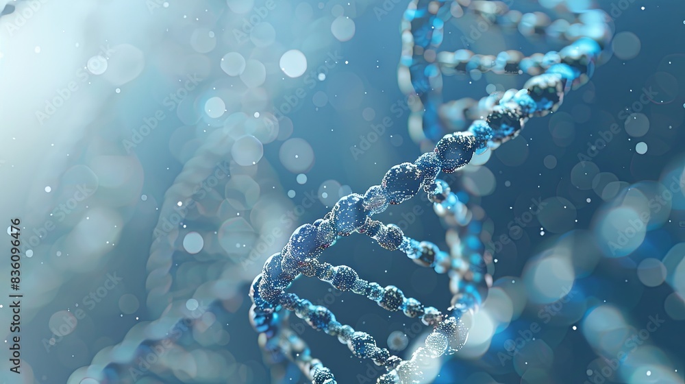 Poster the dna helix is rendered in the style of modern 3d computer graphics with photorealistic lighting a