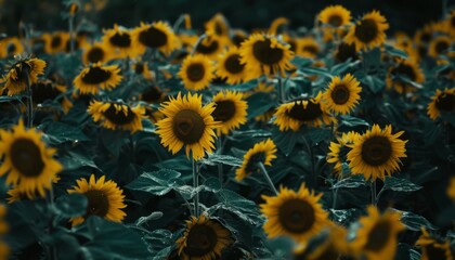 Basking in the Sun: A Vibrant Helianthus Field in the Garden