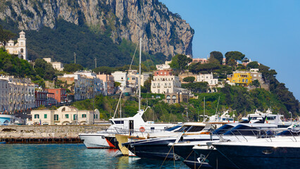 Morning view of Marina Grande on Capri island, Italy