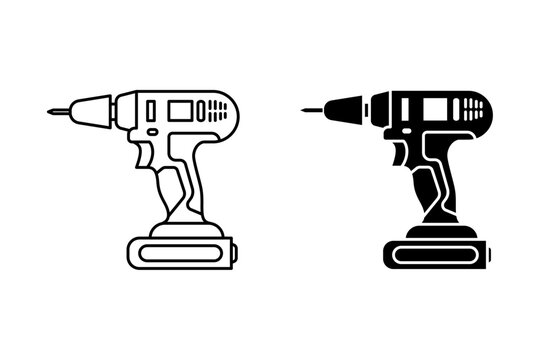 A cordless drill icon in vector illustration. electric portable machine design template. logo isolated sign symbol vector illustration. high quality black style vector icons. line and bold style.