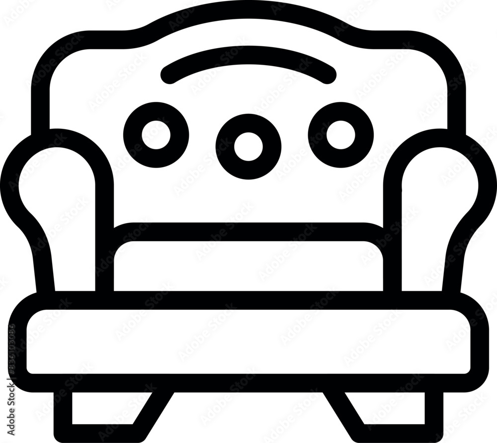 Poster simple line art icon of a traditional sofa, suitable for web and app design