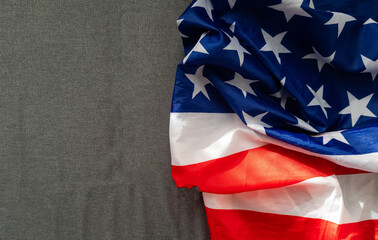 Close up America flag waving with the wind for memorial day. National symbol concept.