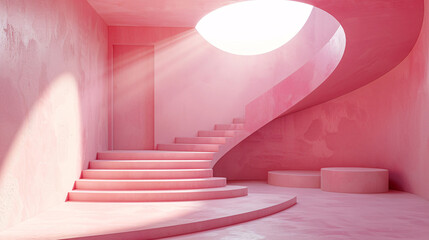 Naklejka premium Minimalist pastel staircases and platforms in a stylish, modern scene, ideal for product displays and promotional templates