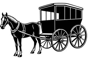 Amish buggy pulled by horse vector illustration