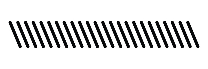 Slash line border. Diagonal parallel lines divider strip. Tilt strip geometric abstract border. Slash divider. Vector illustration isolated on white background.