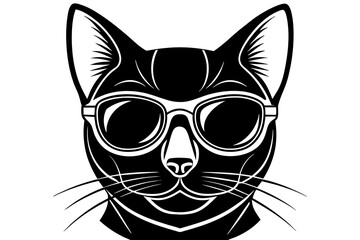 cat wearing shades minimalist vector art illustration