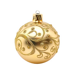 golden christmas ball with ribbon