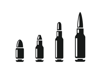Cartridges icon in flat style. Bullet ammunition symbol vector illustration on isolated background. Ammo sign business concept.