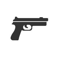Pistol gun icon in flat style. Firearm symbol vector illustration on isolated background. Rifle ammo sign business concept.