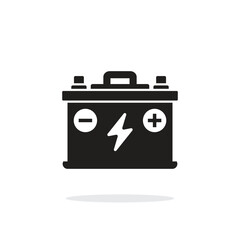 Alkaline battery icon in flat style. Car accumulator vector illustration on isolated background. Accumulator recharge sign business concept.